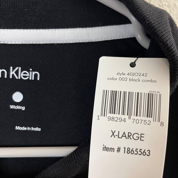 Calvin Klein Mens Polo Shirt XL White & Black Quick Dry Moisture-Wicking - Picture 8 of 11